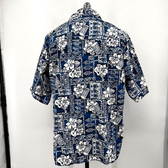 Vintage Blue Hawaiian Shirt Finding Nemo Floral Large Buttons Size‎ L - Picture 3 of 8